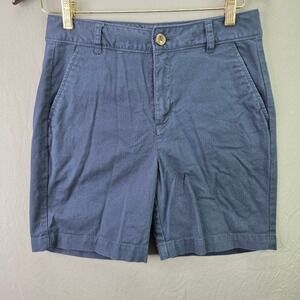 Old Navy Bermuda Shorts Womens 4 Navy Blue High-Rise Stretch Cotton Twill